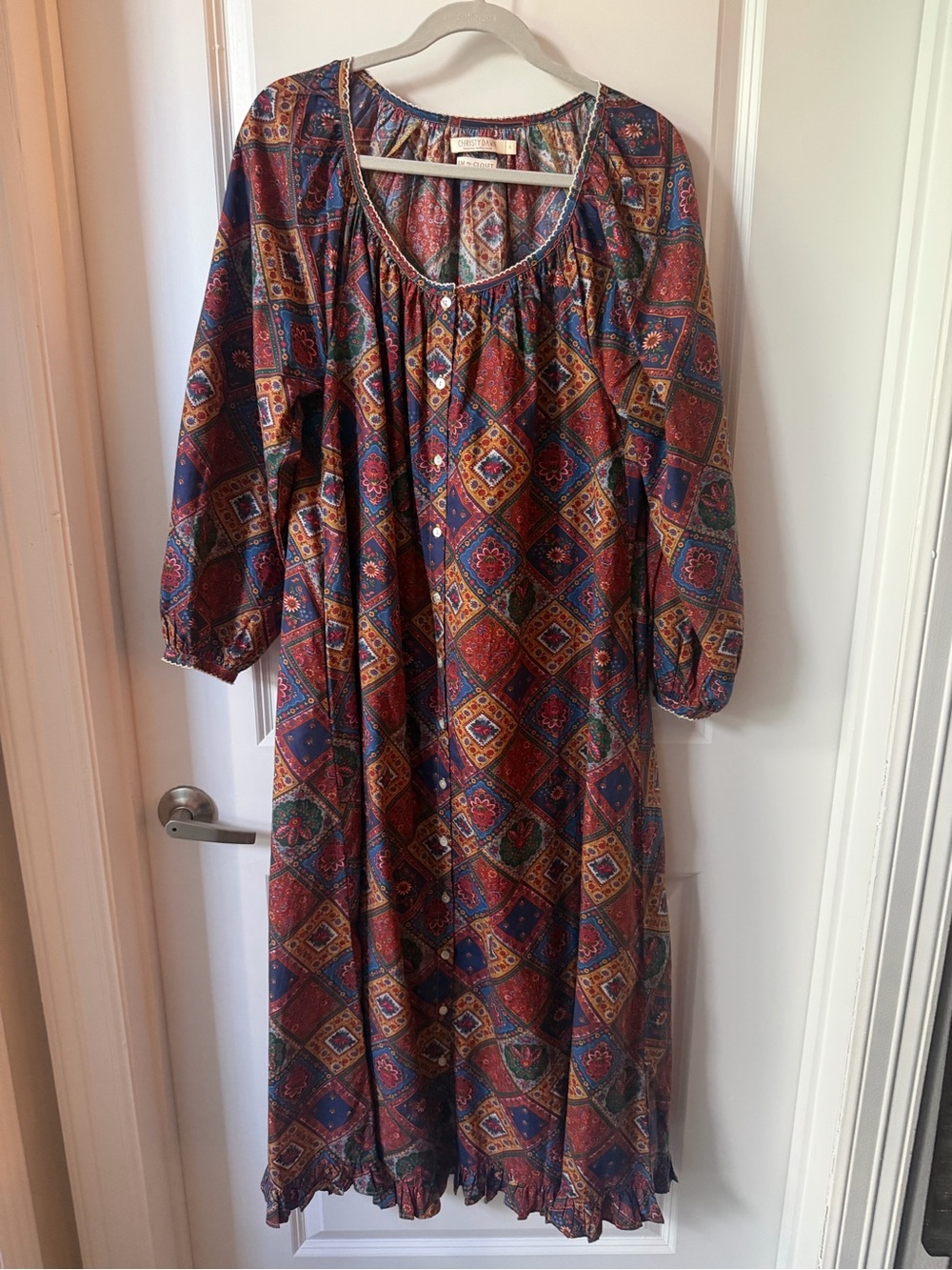 Christy Dawn Red Multi Geometric Midi Dress